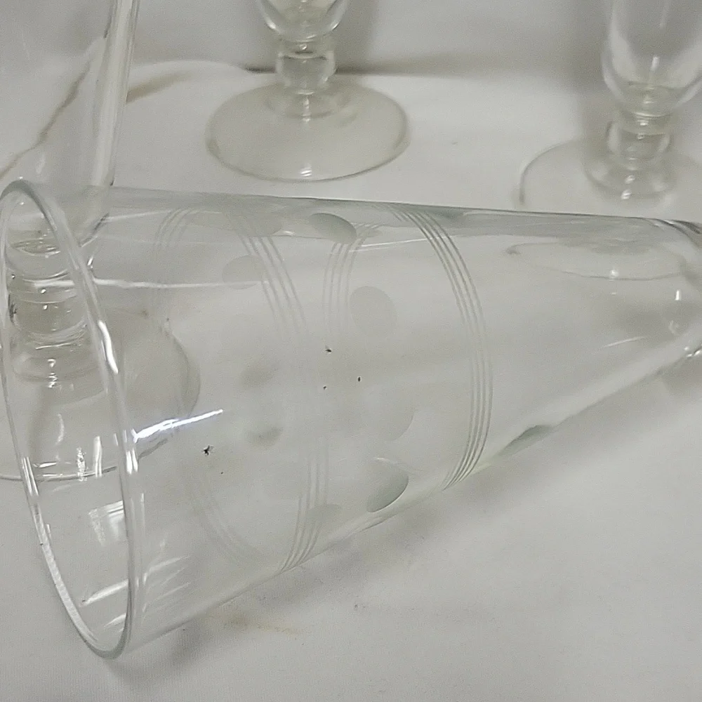 Vintage Circles and Bands 10 oz Pilsner Drinking Glasses, set of 4
